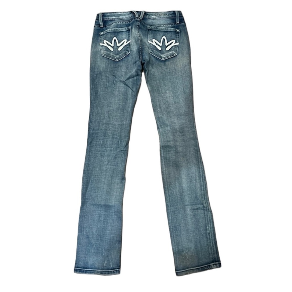 lKira Plastina Bootcut Light Wash Blue Denim, Distressed, Size 27